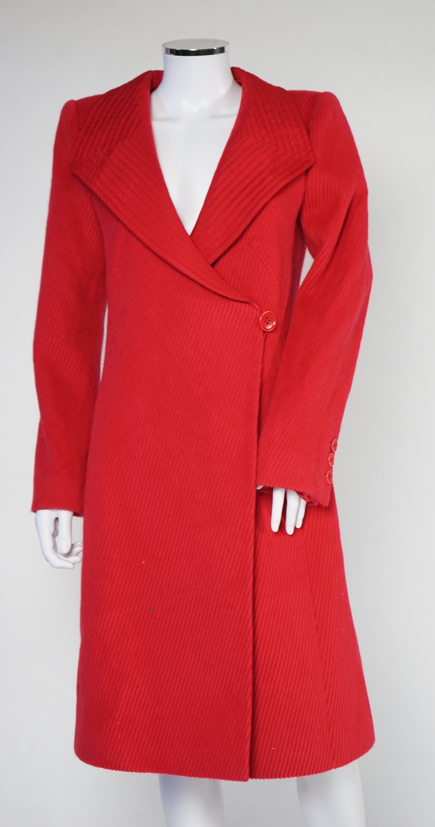 A lady's Armani Collezioni red coat, size 44